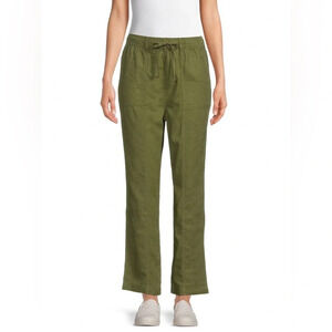 Women’s Linen Blend Cargo Pants Army Green Size Small